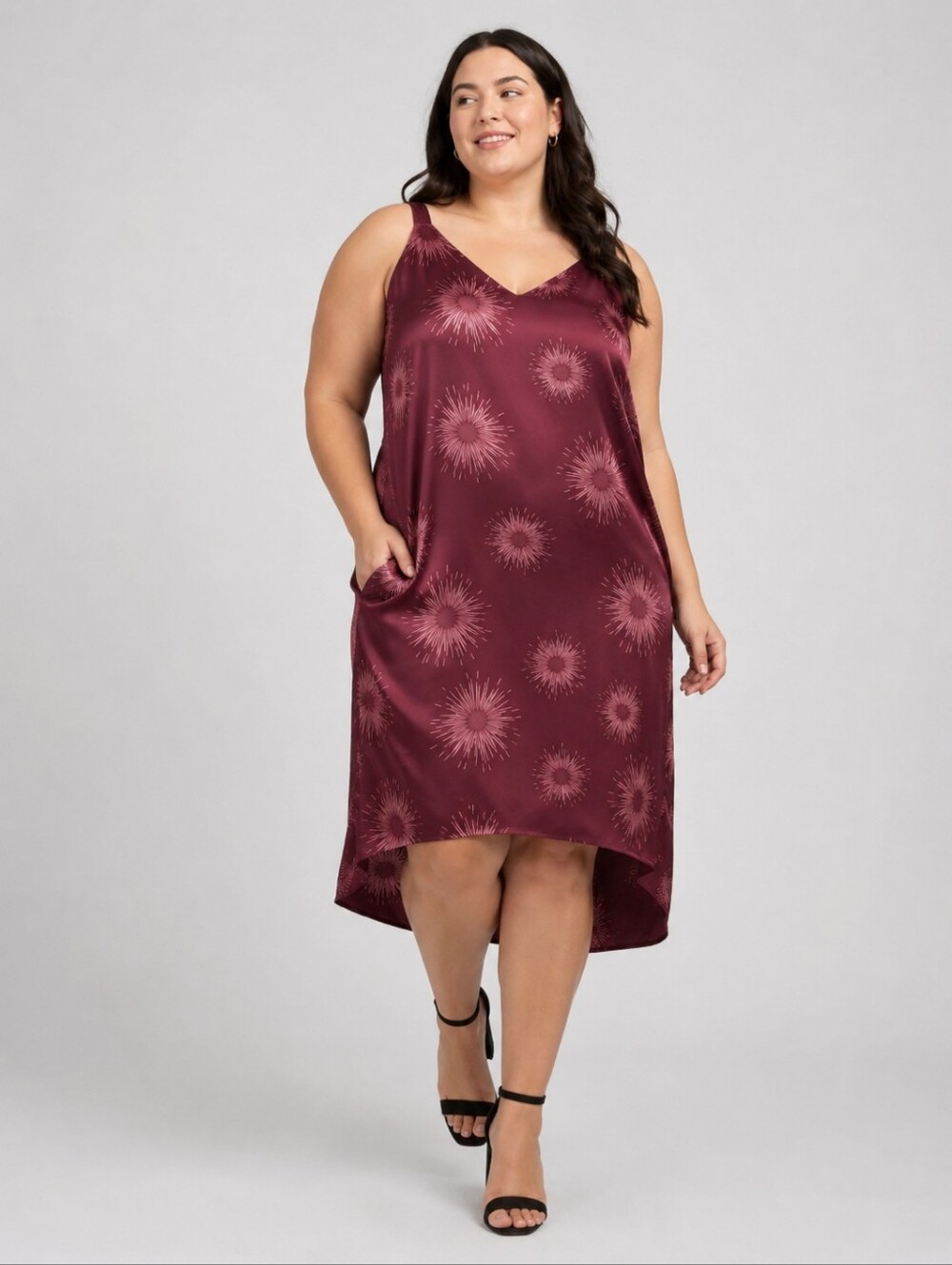 Universal Standard Shindig Satin Slip Dress Constellation Burgundy Large